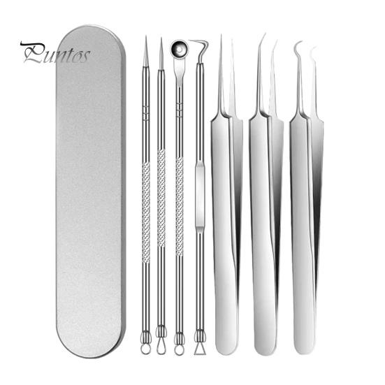 

Набор из 7 инструментов для удаления черных точек из нержавеющей стали, набор игл для удаления черных точек на лице, носу, акне, для профессионального удаления белых угрей 7pcs