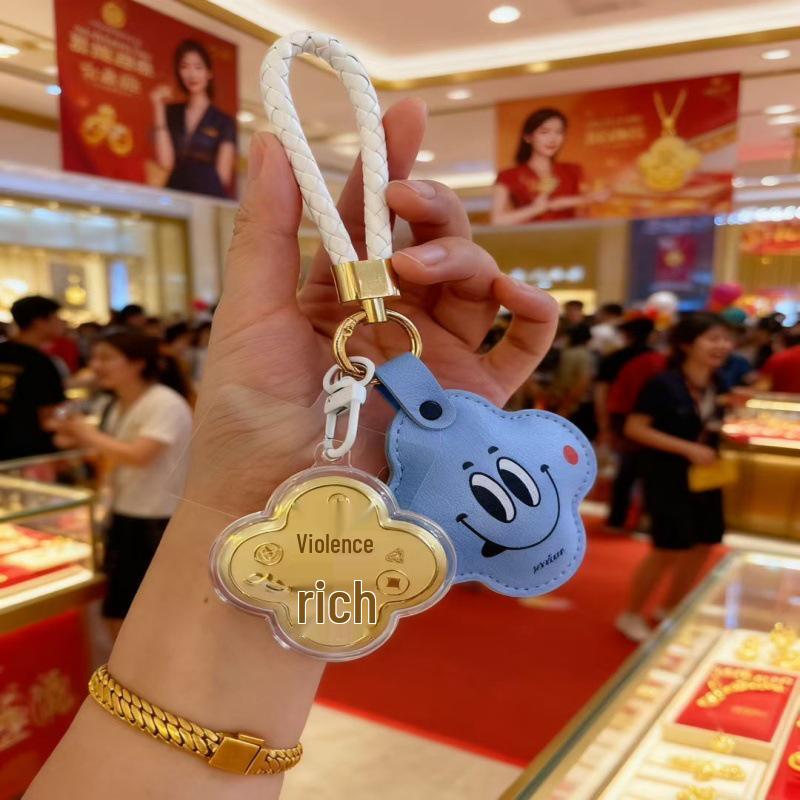 Брелок-подвеска  Четырехлистник  из чистого золота 999 пробы - Талисман удачи и деловой подарок