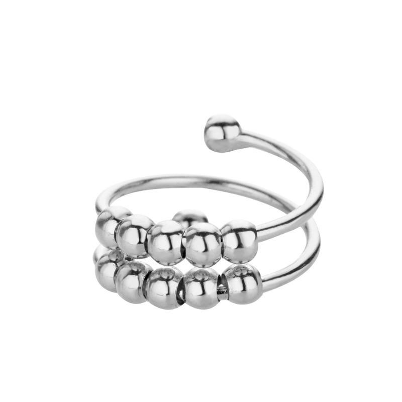 Hot-selling spiral beads can be rotated to relieve anxiety opening ring k gold simple men's and women's bead ring