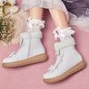 Fashion Faux Fur Winter Lolita Girl's Boots PU Leather Warm Plush Boots Anti-slippery Vintage Fashion Plush Boots For Big Girls 31-43