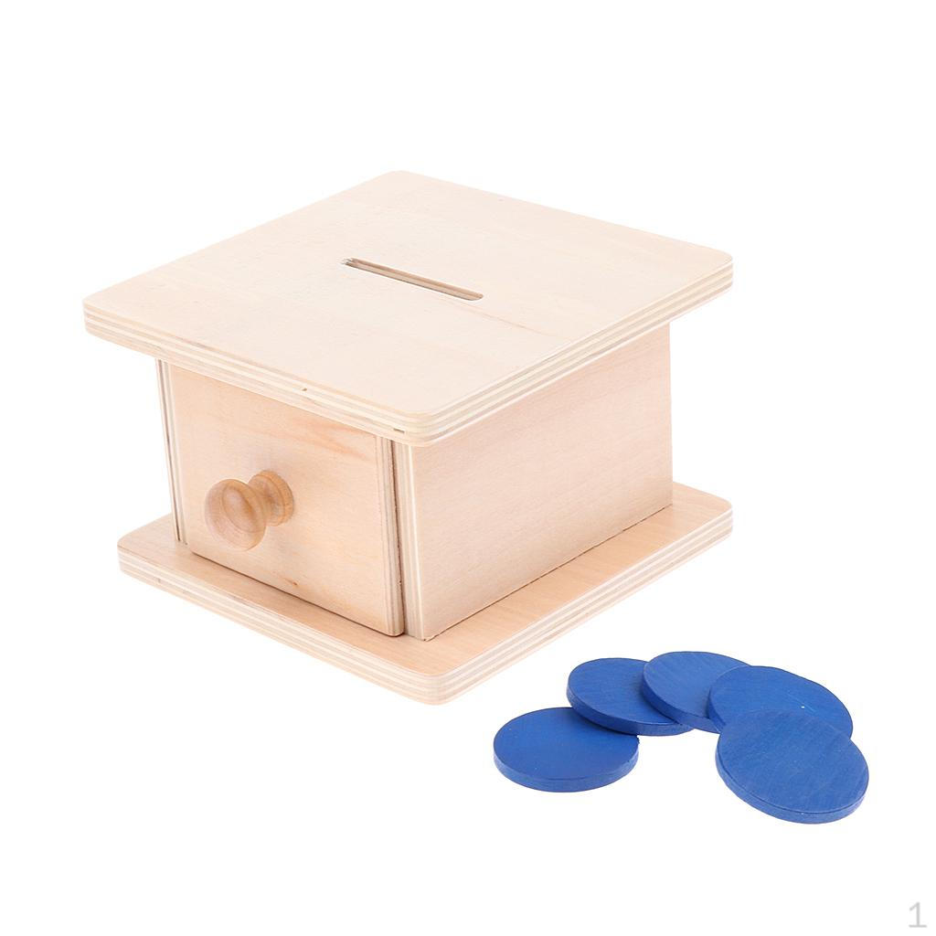 Montessori Sensorial Material Wood Coin Box Piggy Learning Educational Training Infant Kids DIY