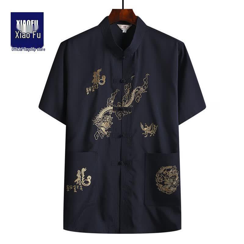 Men's Mid-Aged Chinese Style Short Sleeve Tang Suit