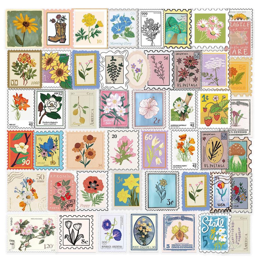 Floral Ink PET Transparent Stickers for Phone, Laptop, Suitcase, and Cup Decoration
