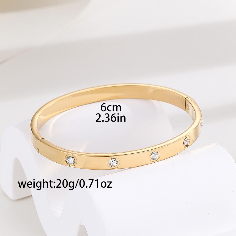 High-End Titanium Steel Women's Bracelets with Diamonds - Fashionable European & American Design, Non-Fading, Niche Style
