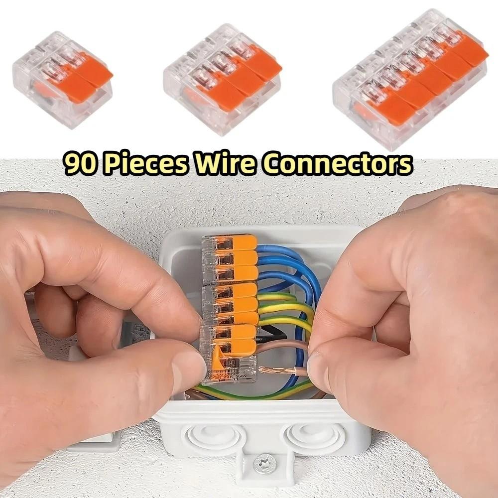 90 PCS 2/3/5 Port Wire Connector Assortment Pack Electrical Lever Wire Connectors  Electrical Wires