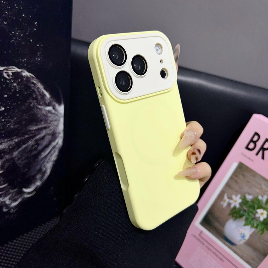 Color Block Instant Lens Case for iPhone 16 Pro Max & Apple 17, Liquid Silicone Matte for iPhone 14/15