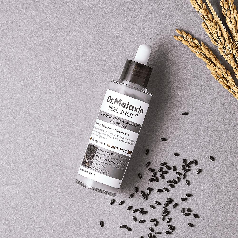 Dr. Melaxin Peel Shot Exfoliating Rice Ampoule Gommage Peeling Gel 80ml, Choose 1 of 2 Types (White Rice, Black Rice)