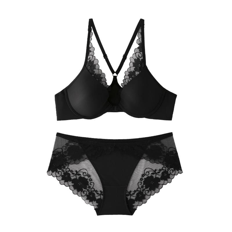 Small Breasts Gather Front Buckle Underwear Women's Lace Edge Suit Summer Seamless Bra Beautiful Back Bra Women
