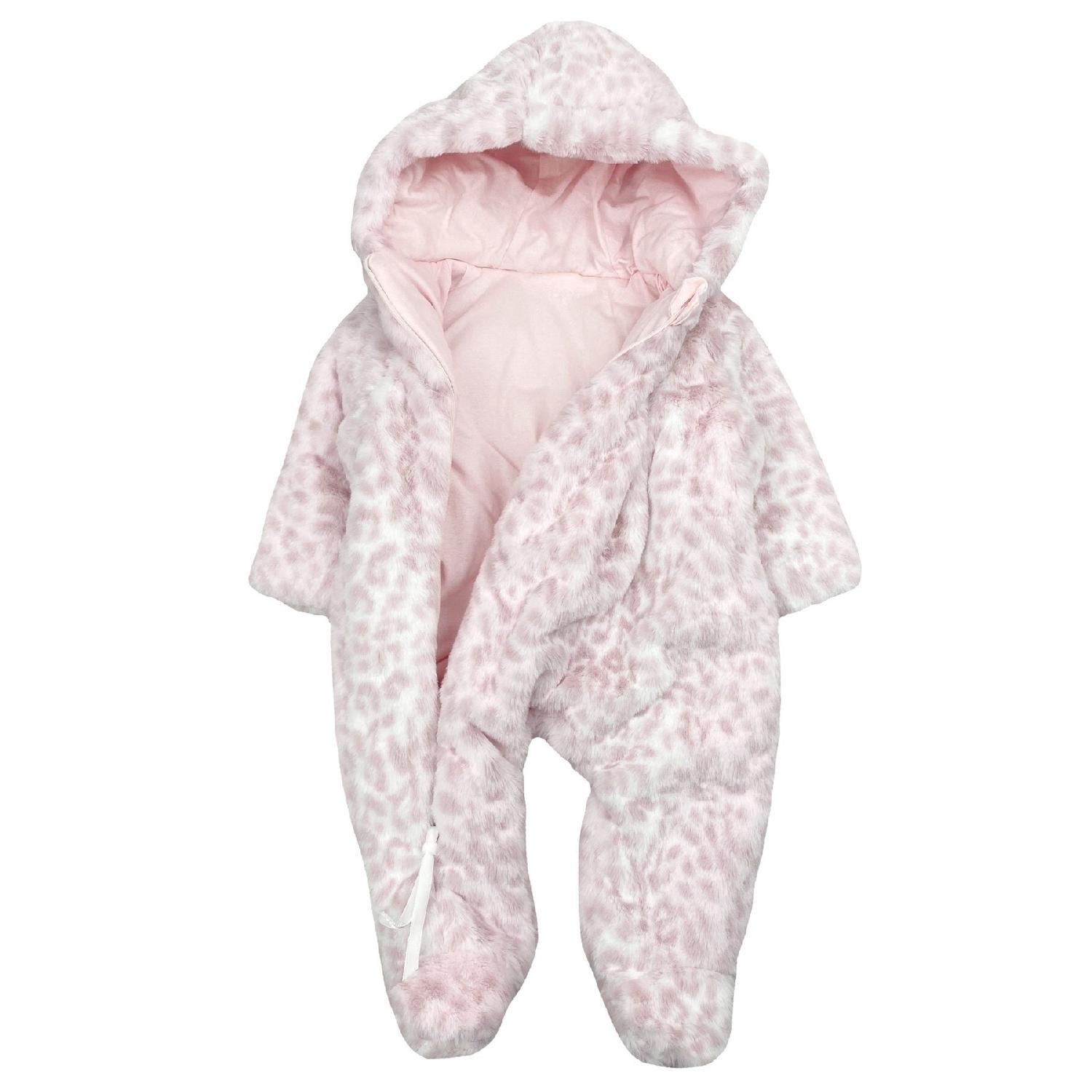 

Леопардовый комбинезон с капюшоном для маленьких девочек, розовый 0-1 Ay