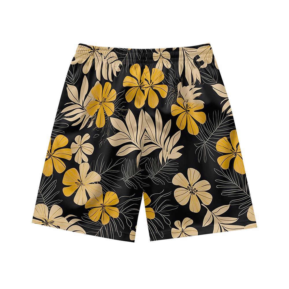European And American Tropical Rainforest Plant Elements Men'S Casual Shorts Beach Pants