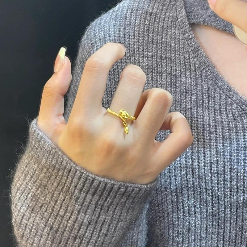 Chinese Style Dragon Shaped Opeen Rings for Women Couple Vintage Silver Color Adjustable Finger Ring Jewelry Gift