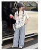 Girls' short sleeved T-shirt and long pants set for summer 2026, new trendy children's fashion, girls' checkered pants for summer wear