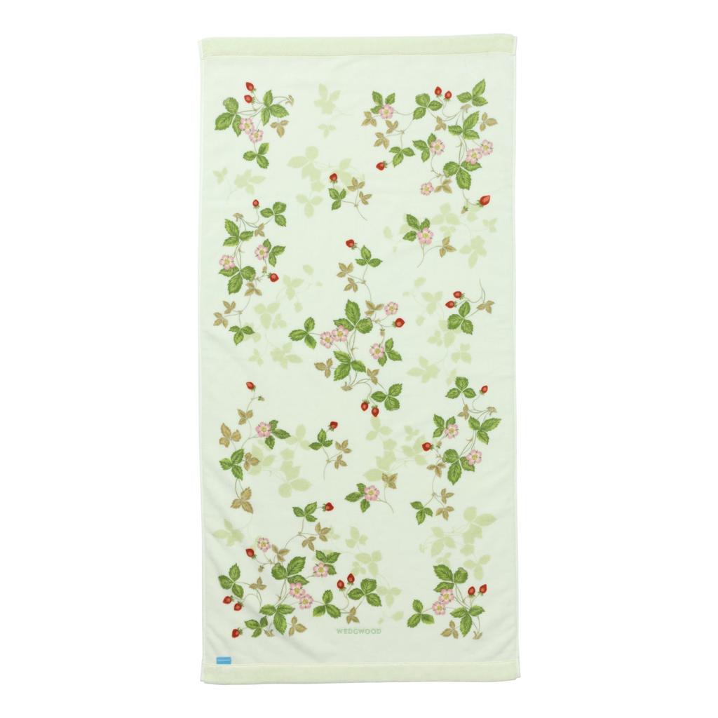 Nishikawa Imabari Bath Towel, 60x120cm, Washable, 100% Cotton, Wedgwood Wild Strawberry, Soft, Made In Japan, Green, TT13405601