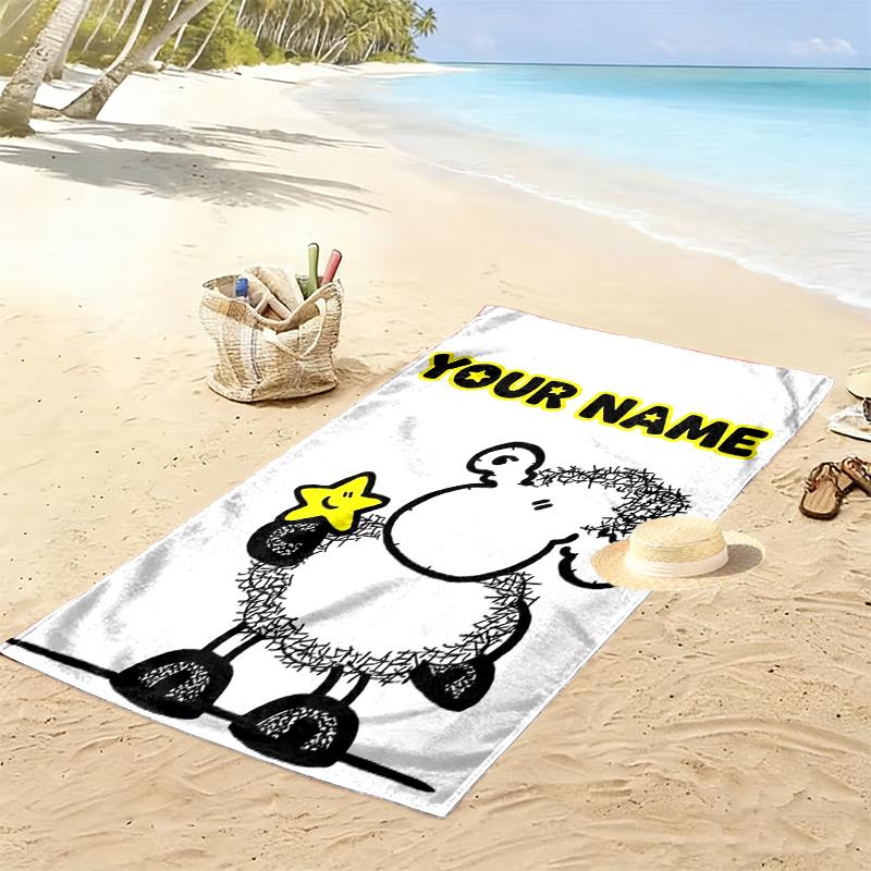 Custom Name sheep Print Beach Towel, Large Soft Quick Dry Towel for Beach Camping Swimming