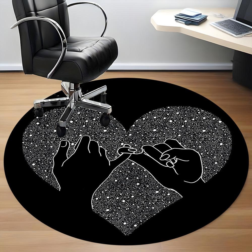 1PC Heart Hands Office Round Area Rug,  Mat Suitable ForOffice, Under Office Chairs Bedroom Living Room Home Decor, Room Deco