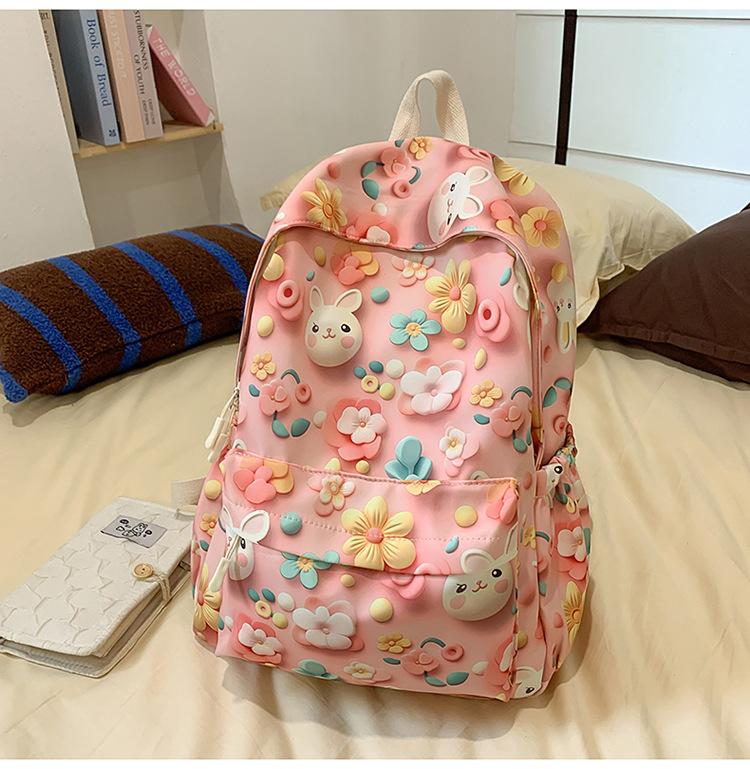 School Bag High Value Printing Cartoon Back Large Capacity Junior High School Students Cute Casual Light Versatile