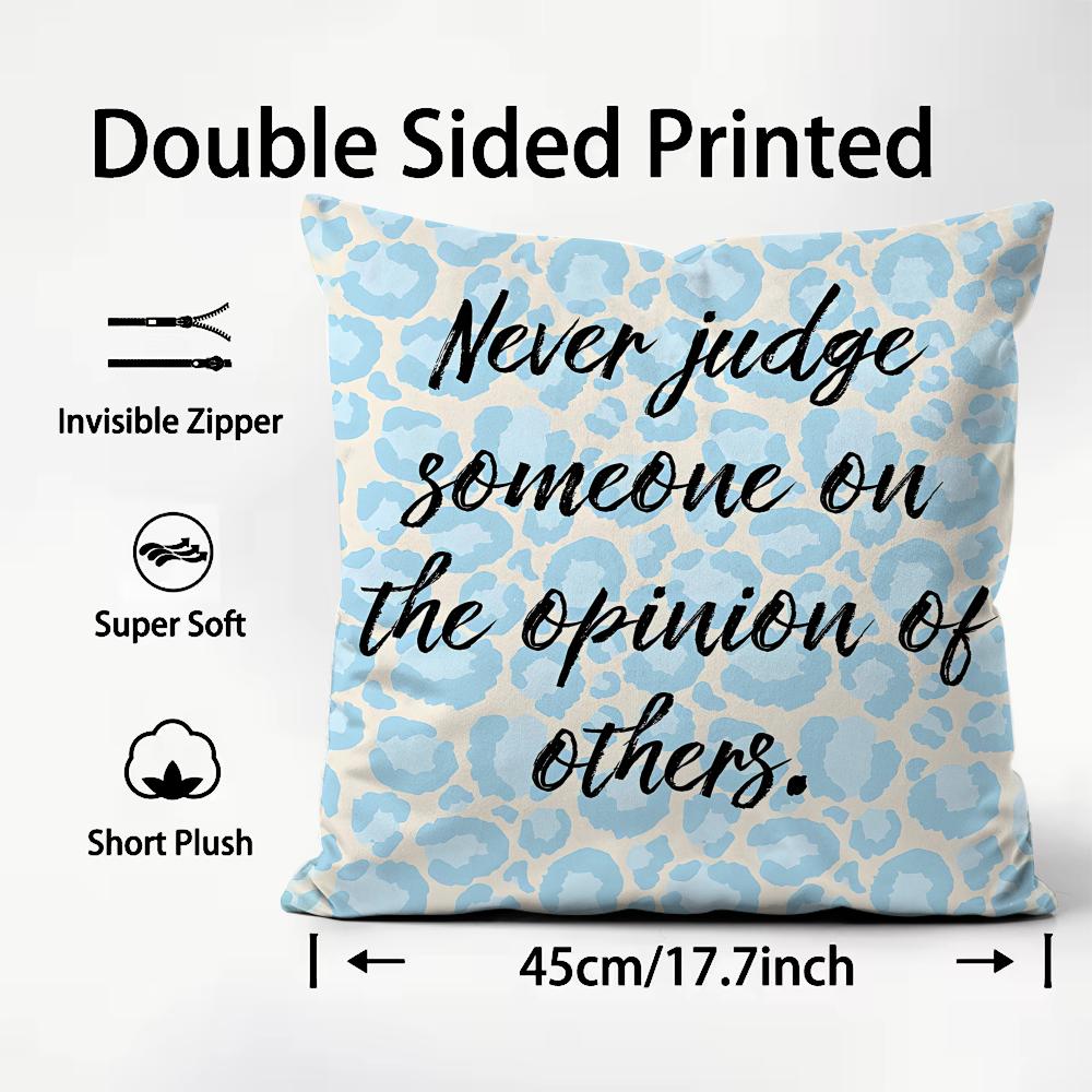 Encouraging Text Ins Cushion Cover Plush Fabric Soft Double-Sided Printed Sofa Warm Winter Home Child Gift Pillow Case