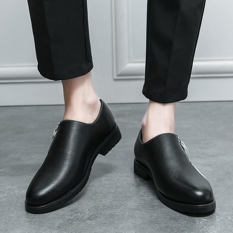 Fashion Brand Men's Leather Casual Shoes High-end Hot Selling Banquet Dress Shoes Office Business Dress Shoes Simple Black