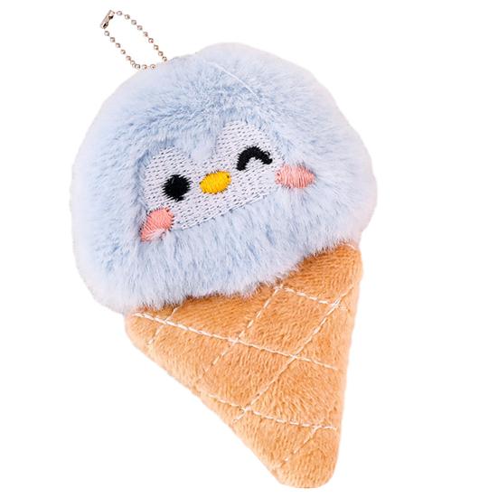 Keychain Pendant Soft Fluffy Ice Cream Shape Charm Key Chain Multi-Functional Key Holder Girl Stress Relief Gift