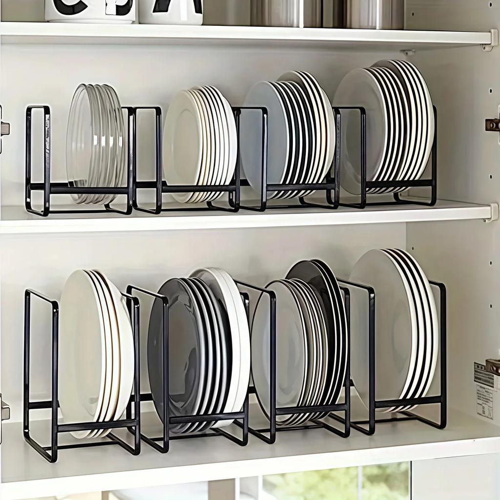 1pc kitchen cabinet plate storage countertop dish rack drawer dinner plate partition drain rack layered Household storage rack