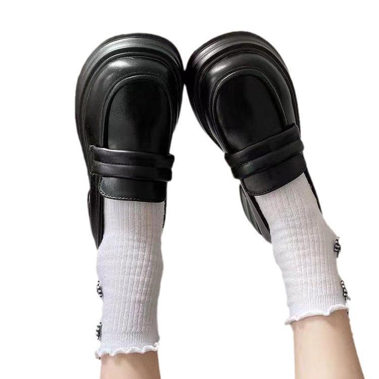 Shoes women's autumn new black retro platform small leather shoes single shoes women