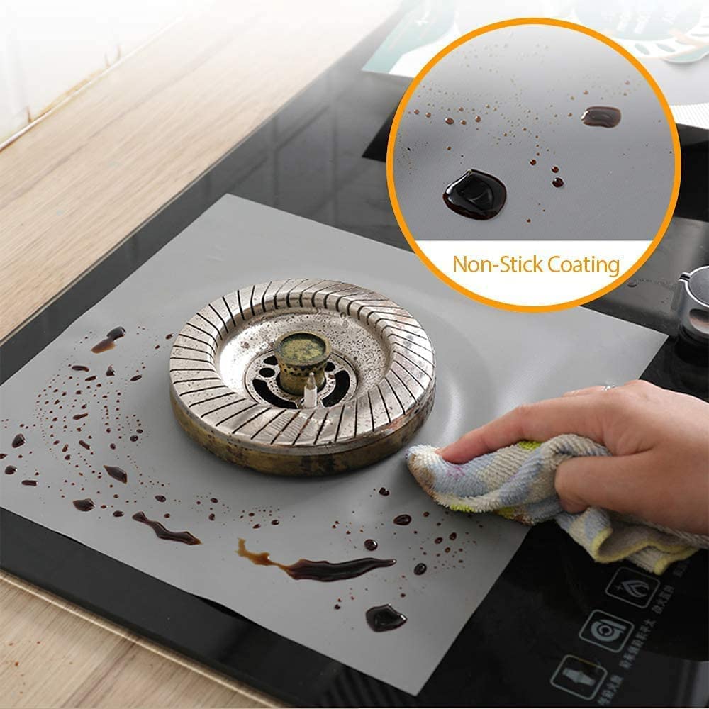 1/4/10/12pcs Stove Burner Covers Reusable Non-Stick Cooking Protectors Heat-Resistant Washable Pads Kitchen Cookware Accessories