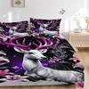 3pcs Fantasy Deer Bedding Set - 1 Duvet Cover + 2 Pillowcases(Core Not Included), Machine Washable Polyester, All-Season Comfort, Bedroom De