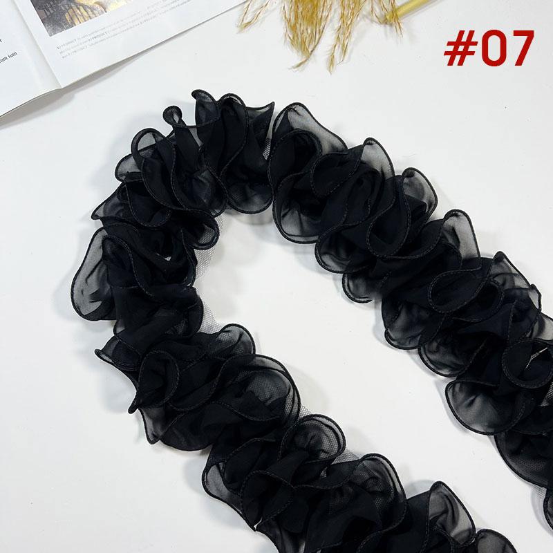 10 Yards 10cm Width Pleated Chiffon Tulle Lace Trim Ruffled Lace Fabric Applique Ribbon Trim Edge For DIY Sewing Dress Curtain