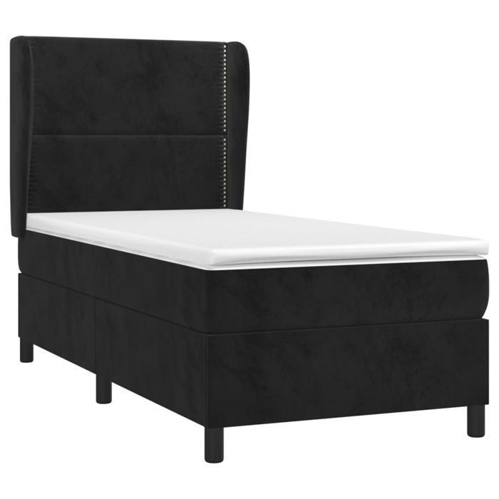 3129125 vidaXL Divan Bed with Mattress Black 90x190 Cm Velvet
