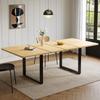 Extendable Dining Table with 3 Lengths, 140/180/220*80 Cm, Suitable for 6-10 People, Rectangular Shape, Metal Legs, Dining Room, Kitchen, Oak Color