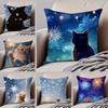 KKitty Cat Fireworks Snowflakes Cushion Cover Throw Pillow Cover Hidden Button Durable Polyester Chair Cushion