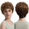 Parrucche piene di capelli ricci corti marroni moda donna regalo affascinante