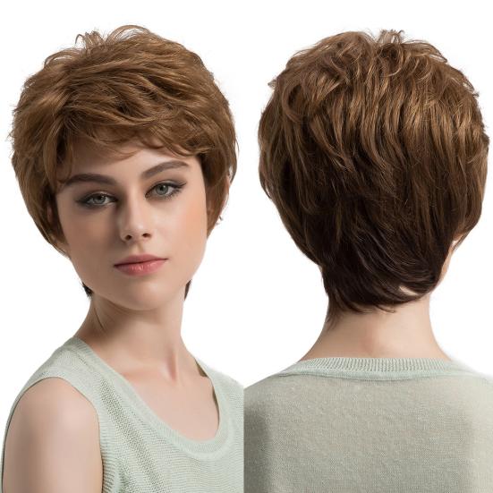 Parrucche piene di capelli ricci corti marroni moda donna regalo affascinante