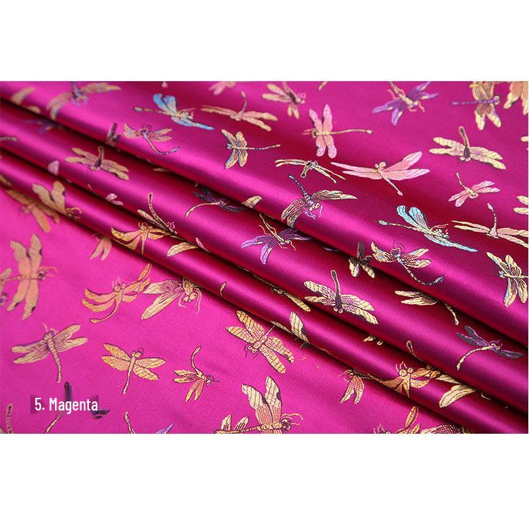 High-Density Nylon Dragonfly Jacquard Cheongsam Fabric - Chinese Silk Satin Hanfu for Children's Brocade