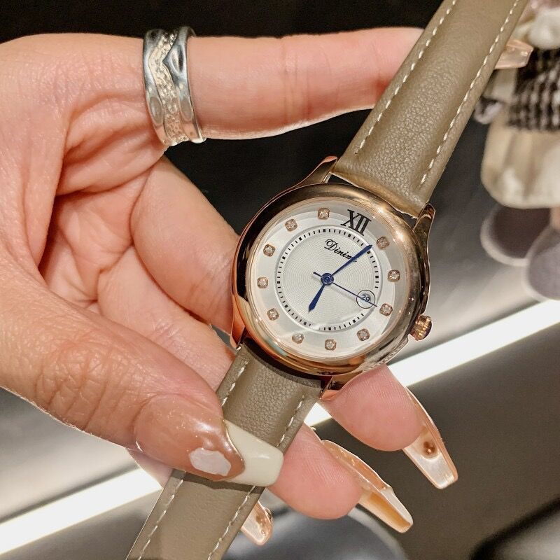 Quartz Watch Women'S Steel Belt Watch Women'S Rhinestone Scale Simple Temperament