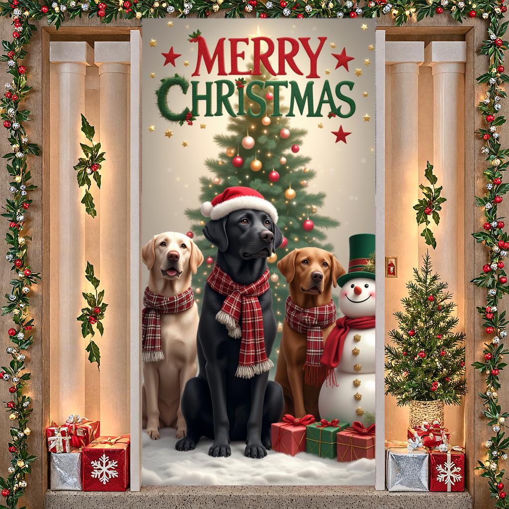 Holiday Decoration Gift Boxes Seasonal Banner Christmas Banner Cheerful Expression Santa Claus Banner For Family Gathering