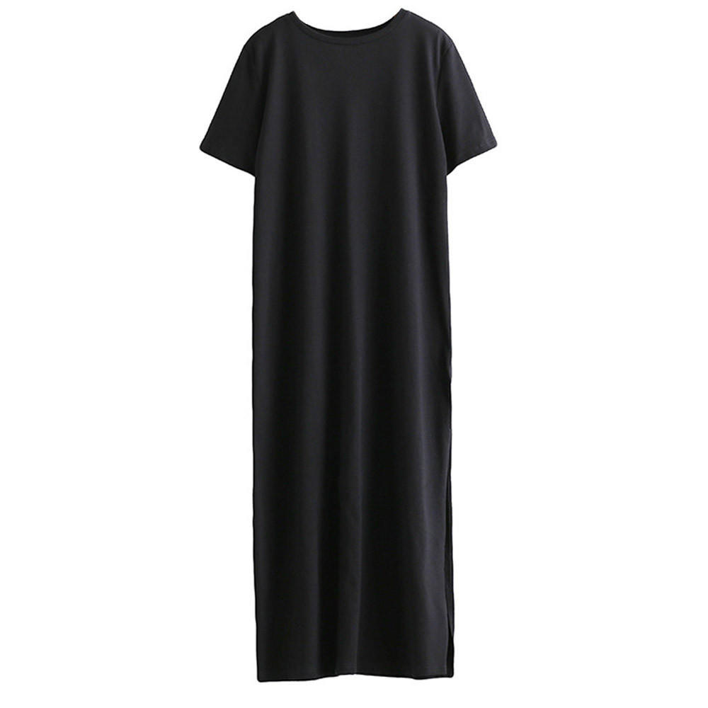 Damen Sexy Kleid mit seitlichem hohem Schlitz und kurzen Ärmeln, lässig, figurbetontes Kleid