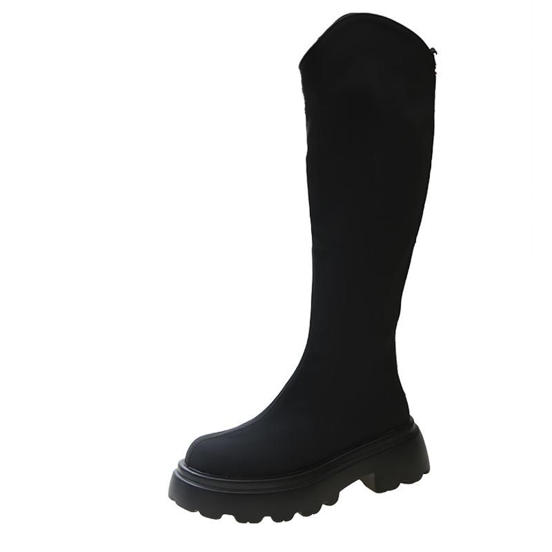 Fashion Aphixta Soft Leather Women Knee Boots Back Zipper Close Platform Modern Autumn Boot Shoes Woman Boats Botines 6CM High Heel Boot