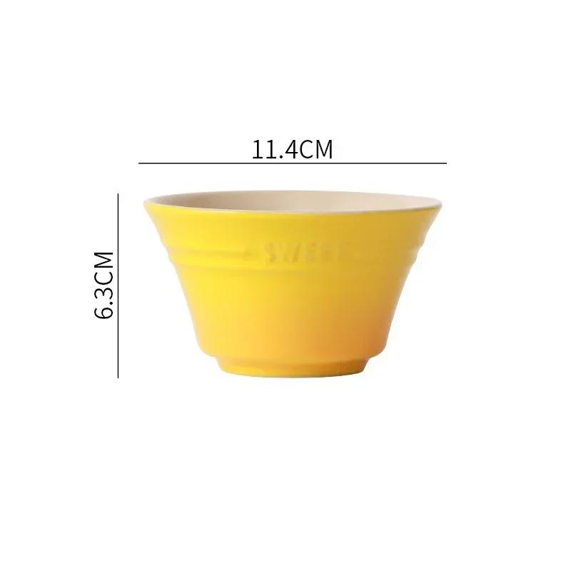 4.5inch Ceramic Bowls Japanese Rainbow Gradient Color Rice Bowl Fruit Salad Ramen Bowls Kitchen Dessert Salad Steamed Egg Bowls