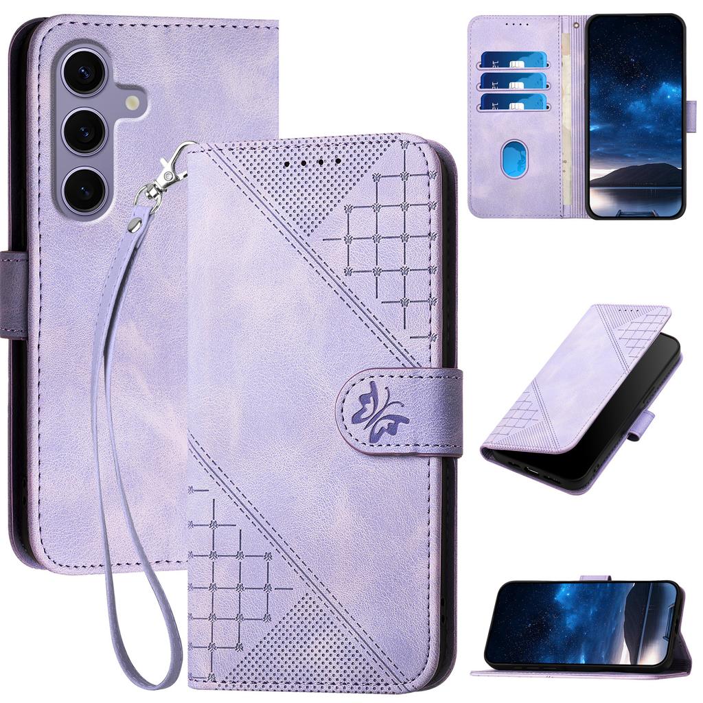 YX0080 For Samsung Galaxy S25 Case Butterfly Imprint Leather Wallet Phone Cover