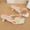 French Beautiful Not Tired Feet Sandals Wear Women's Shoes 2025 New Fairy Style Flower Square Head Thick Heel Sandals