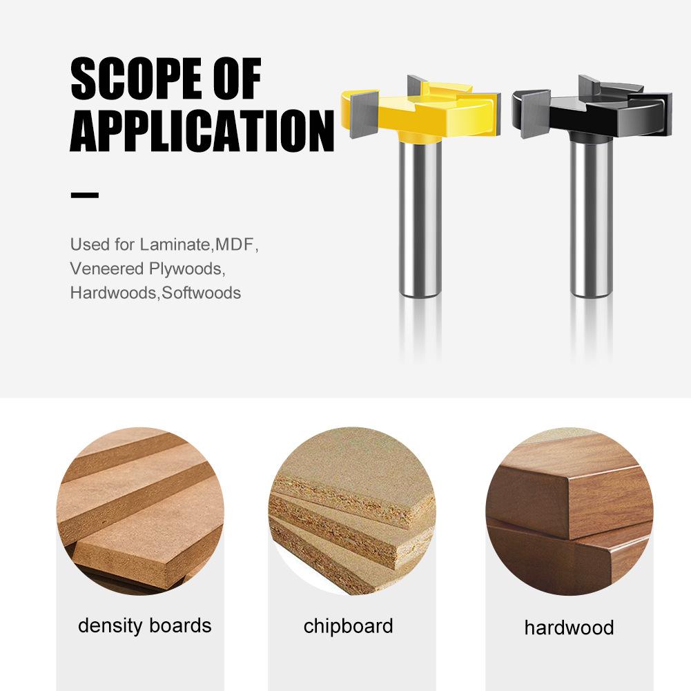 Three-blade T-type slotting knife T-type mortise and tenon knife engraving machine trimming machine head woodworking milling cutter alloy notch cutter