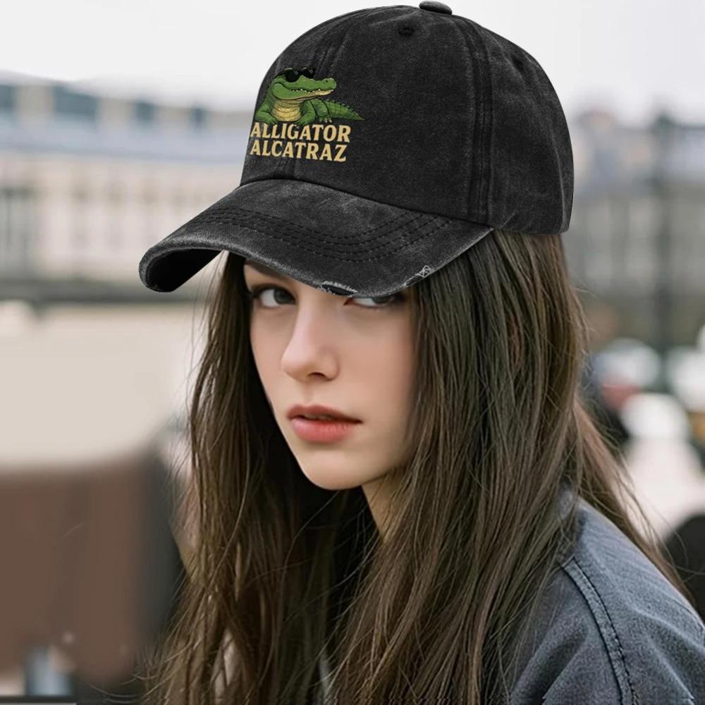 Washed Cotton Baseball Cap Breathable Alligator Dad Hat Comfortable Fashion Golf Hat Adjustable for Outdoor Sports