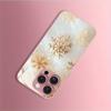 Golden Christmas Snowflake Pattern Metallic Paint Glass Phone Case For iPhone 17 16 15 14 13 12 11 Pro Max Plus 16E 17 Air Cover