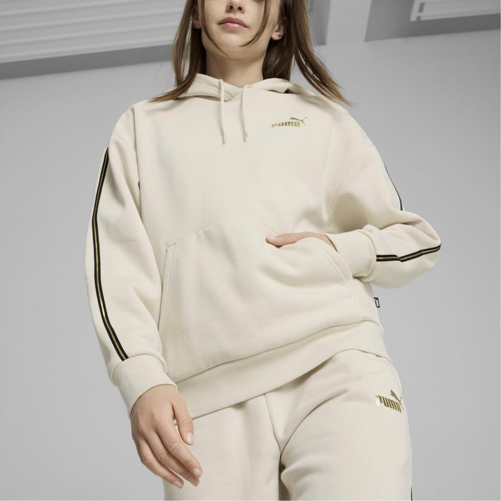 Puma Esstape Minimal Gold Hoodie Fl Forever Faster Logo Warm Casual Hooded Fleece Sweatshirt Women Hoodie Snow-White 685332-87