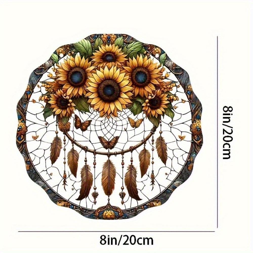 Sunflower Sun Catcher. Colored glass decor for window, garden & room. Perfect housewarming or birthday gift.