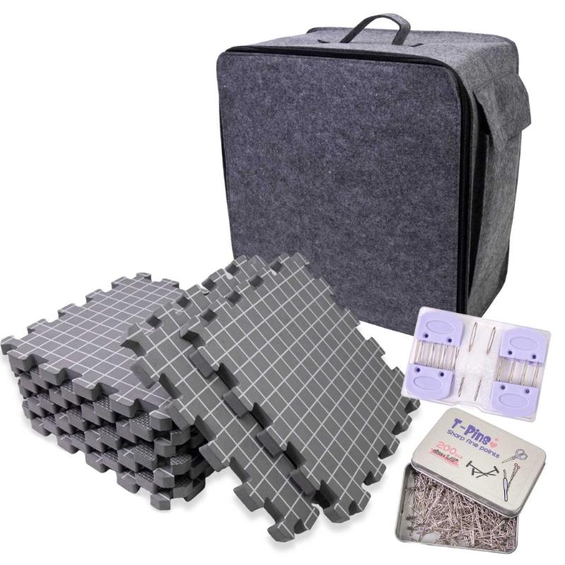 

1 Set Blocking Mats for Knitting Crochet Project Crochet Blocking Board Knitting Blocking Mats with Grids T-Pins фіолетовий