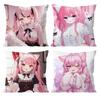 Anime Chocola Nekopara Cushion Cover Pattern Printed Pillowcase for Living Room Sofa Cushion Cover & Bedroom Decor