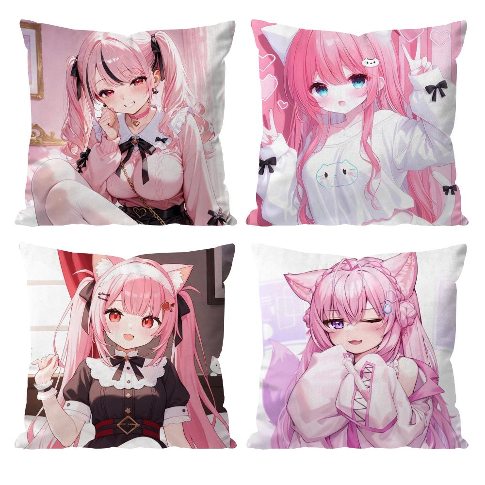 Anime Chocola Nekopara Cushion Cover Pattern Printed Pillowcase for Living Room Sofa Cushion Cover & Bedroom Decor