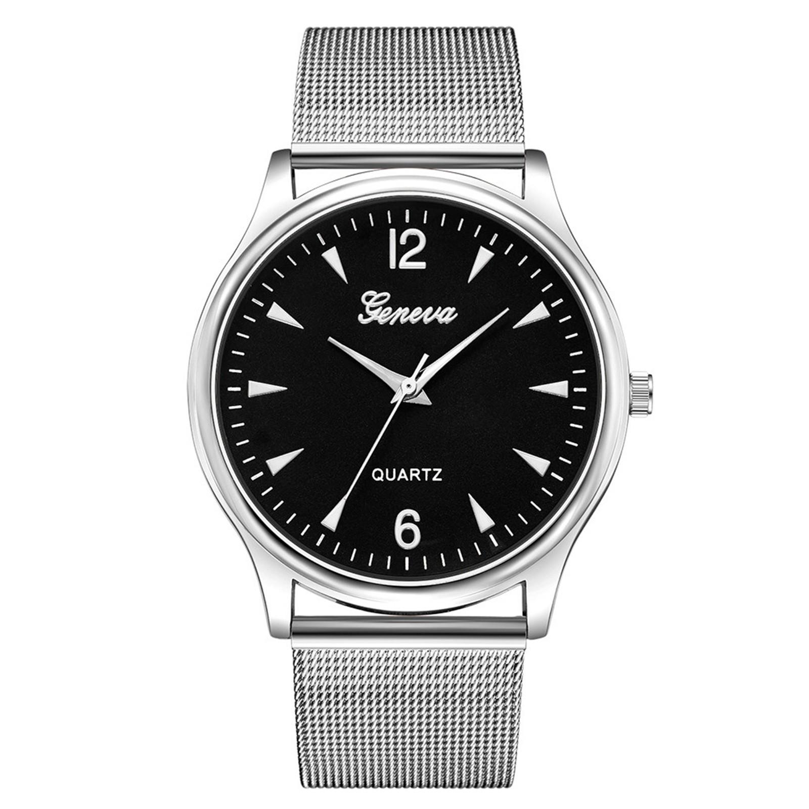 

Роскошные модные часы из нержавеющей стали с сетчатым поясом, мужские кварцевые часы с календарем One Size серый